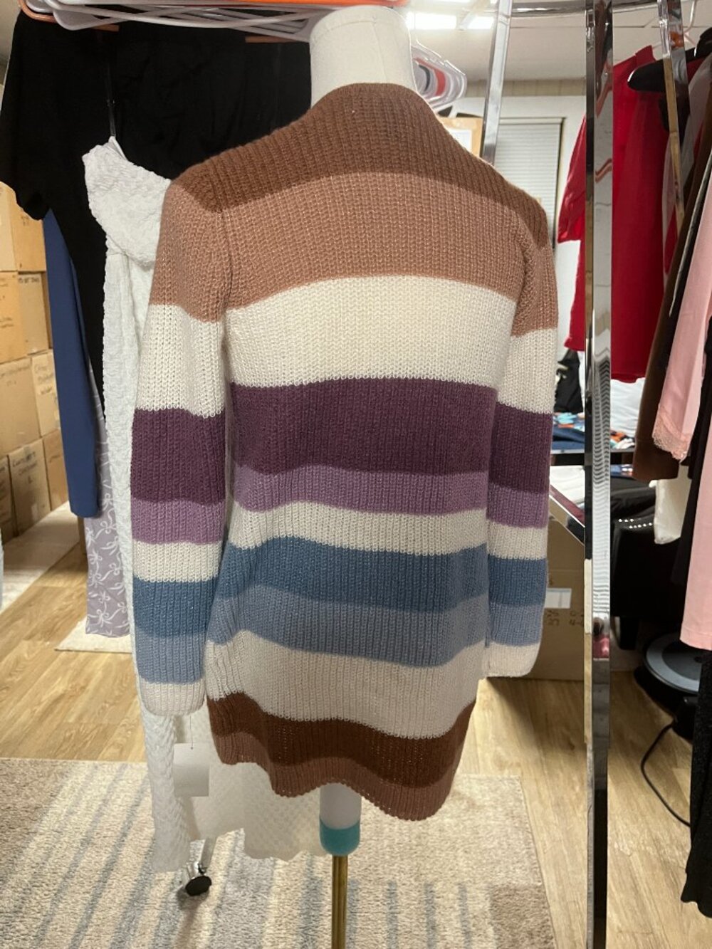 NWT Amy Byer Striped Open Front Cardigan Sweater Medium - Picture 5 of 12